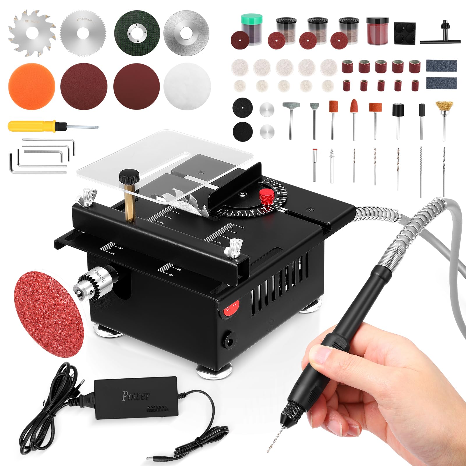Mini sega circolare da tavolo 100W 0.1mm-16mm Multifunzione piccola macchina da taglio Lavorazione del legno acrilico modello di precisione