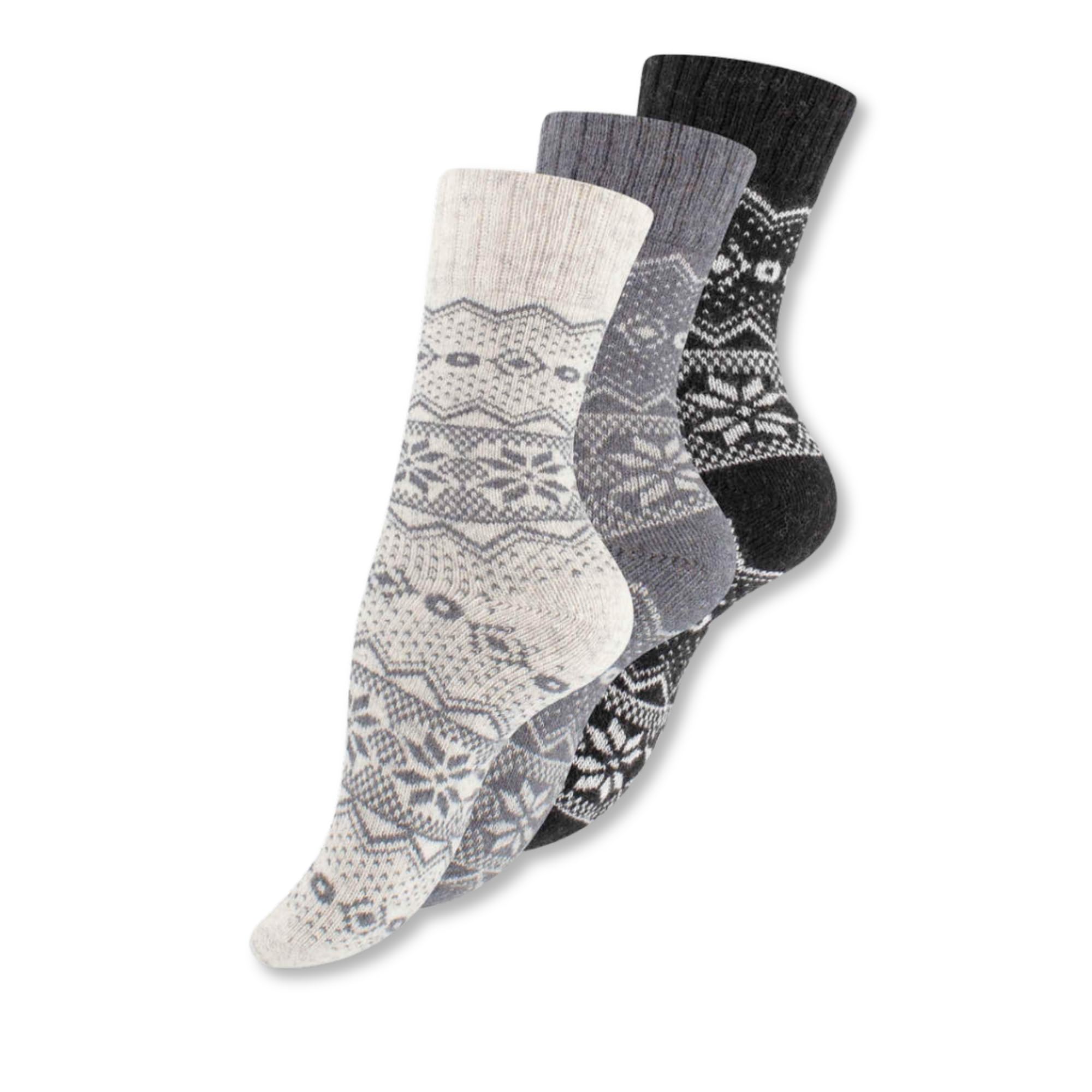 Wonky Line Unisex Set 4 Wool Socks For Men And Women, Nordic Thermal Cushioned, Walking, Hiking, Cosy, Colourful, Fluffy Soft Winter Christmas Socks, Hygge Socks