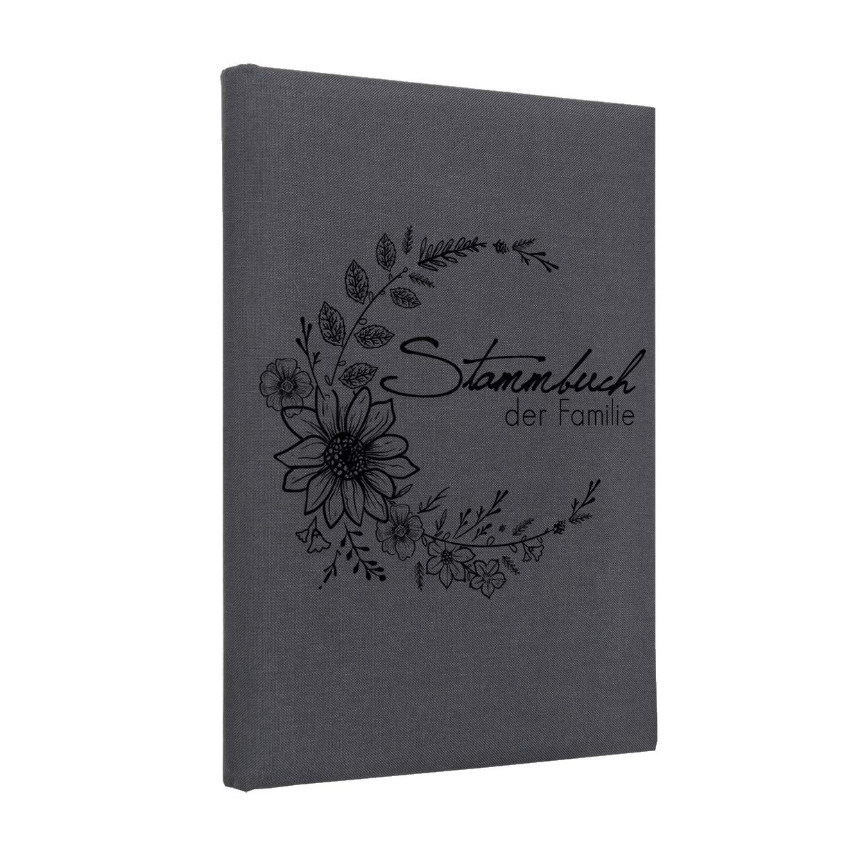 Livret de famille Boho en lin gris foncé : l'élégance Hochzeitideal motif 3