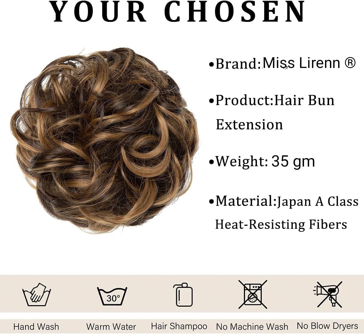 Miss Lirenn® 2PCS 100% Kanekalon Very Soft Hair Piece Messy Hair Bun Scrunchies for Women Wavy Curly Chignon Ponytail Hair Extensions Synthetic Thick Tousled Updo Bun (Highlights-27HA) - Image 2 thumbnail