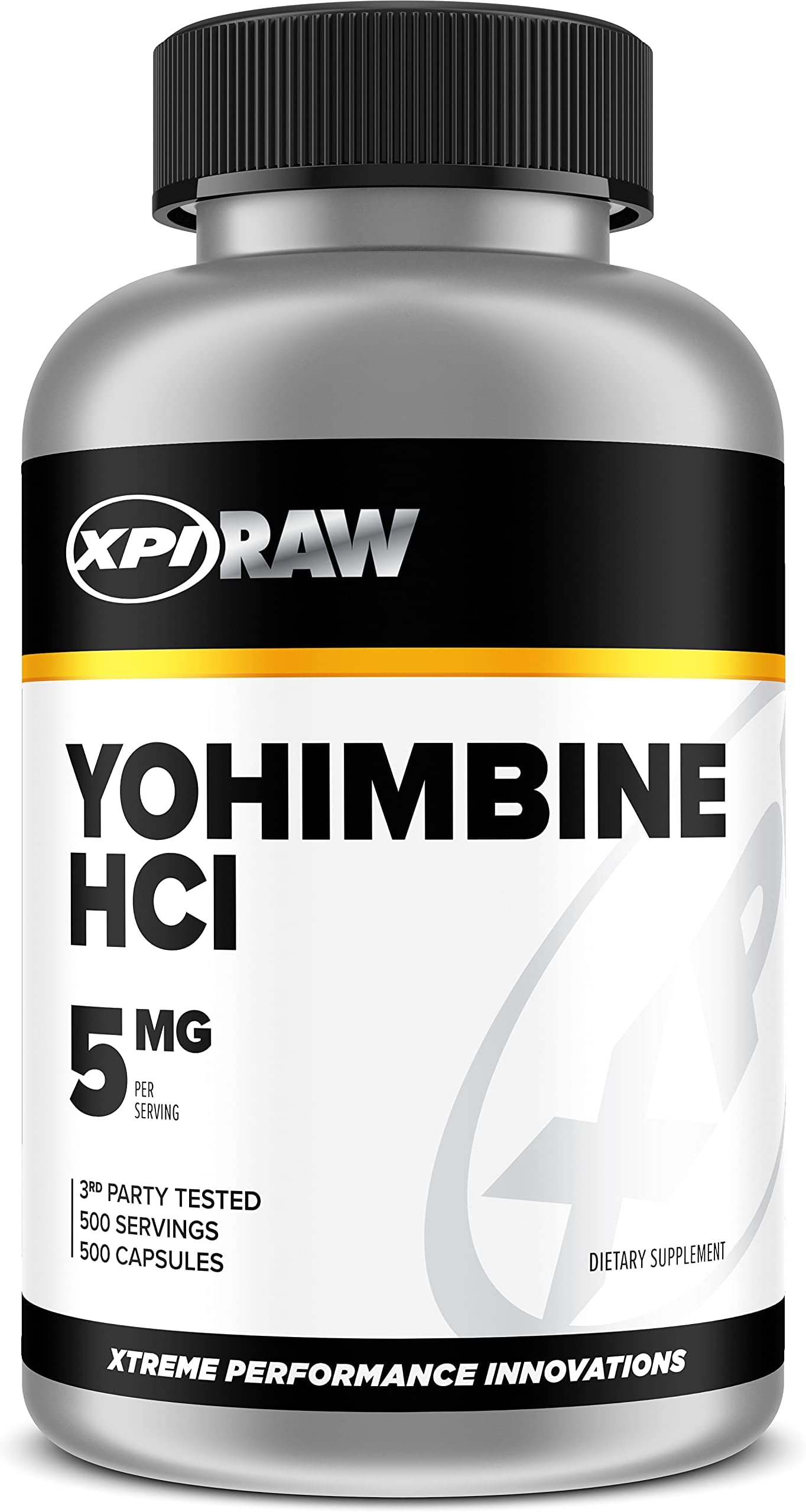 XPI Yohimbine HCL (5mg) 500 Capsules - Non-GMO and Gluten Free