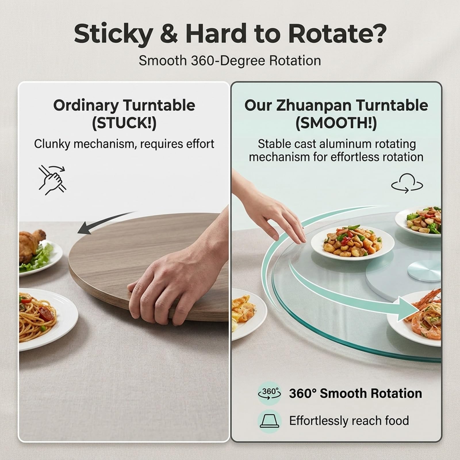 Lazy Susan A Doppio Livello Per Tavolo Da Pranzo, Vassoio Rotante In Vetro Temperato Silenzioso A 360°, Centro Tavola E Organizzatore Rotondo Per Cene In Famiglia, Banchetti E Matrimoni