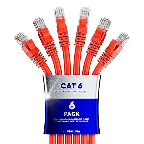 Miniatura 11 de Maximm Cable Ethernet Cat 6 de 10 pies (paquete de 6) - Cable LAN de alta velocidad, cable de Internet, cable de conexión y cable de red - UTP,