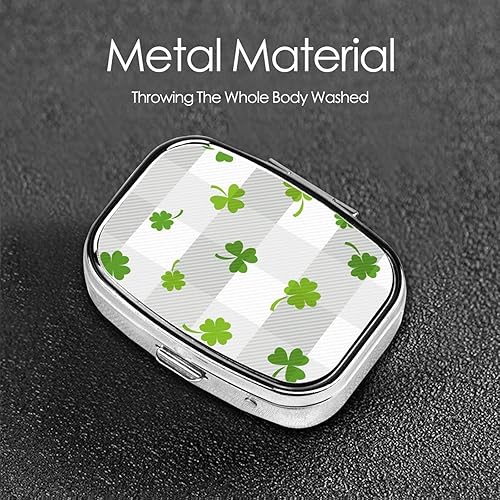 Miniatura 5 de Pastillero rectangular de hojas de trébol, organizador de píldoras de viaje, pastillero pequeño, 2 compartimentos, pastillero para bolso o bolsillo,