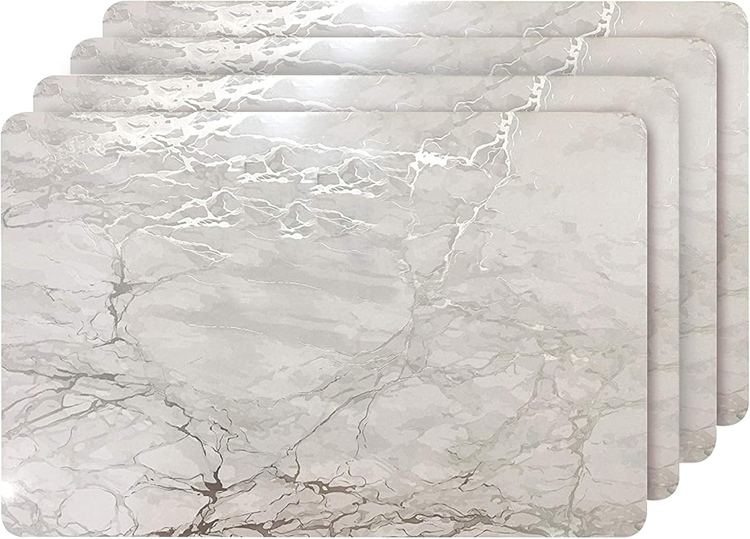 Dainty Home Marble Place Mats, Washable Placemats in Silver