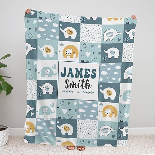 Miniatura 8 de Mantas de bebé personalizadas para niños, manta de bebé de elefante, manta de elefante bebé, manta de bebé personalizada, manta de bebé azul, mantas