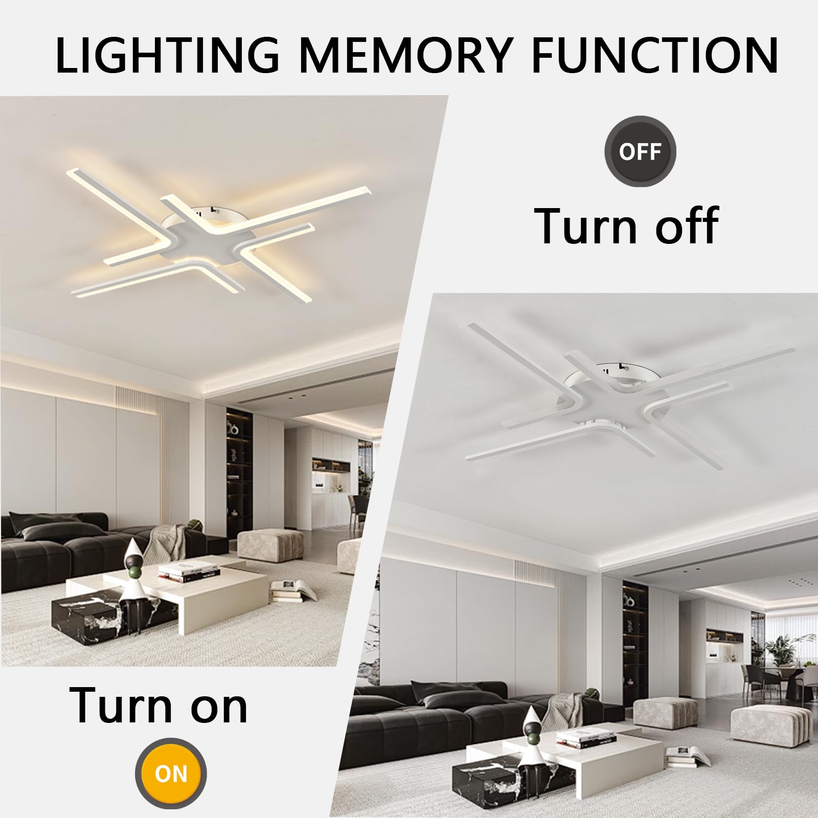 LáMpara Led Moderna Techo Con Control Remoto Y App LáMpara Techo AtenuacióN Continua Con FuncióN De Memoria,Blanco-4