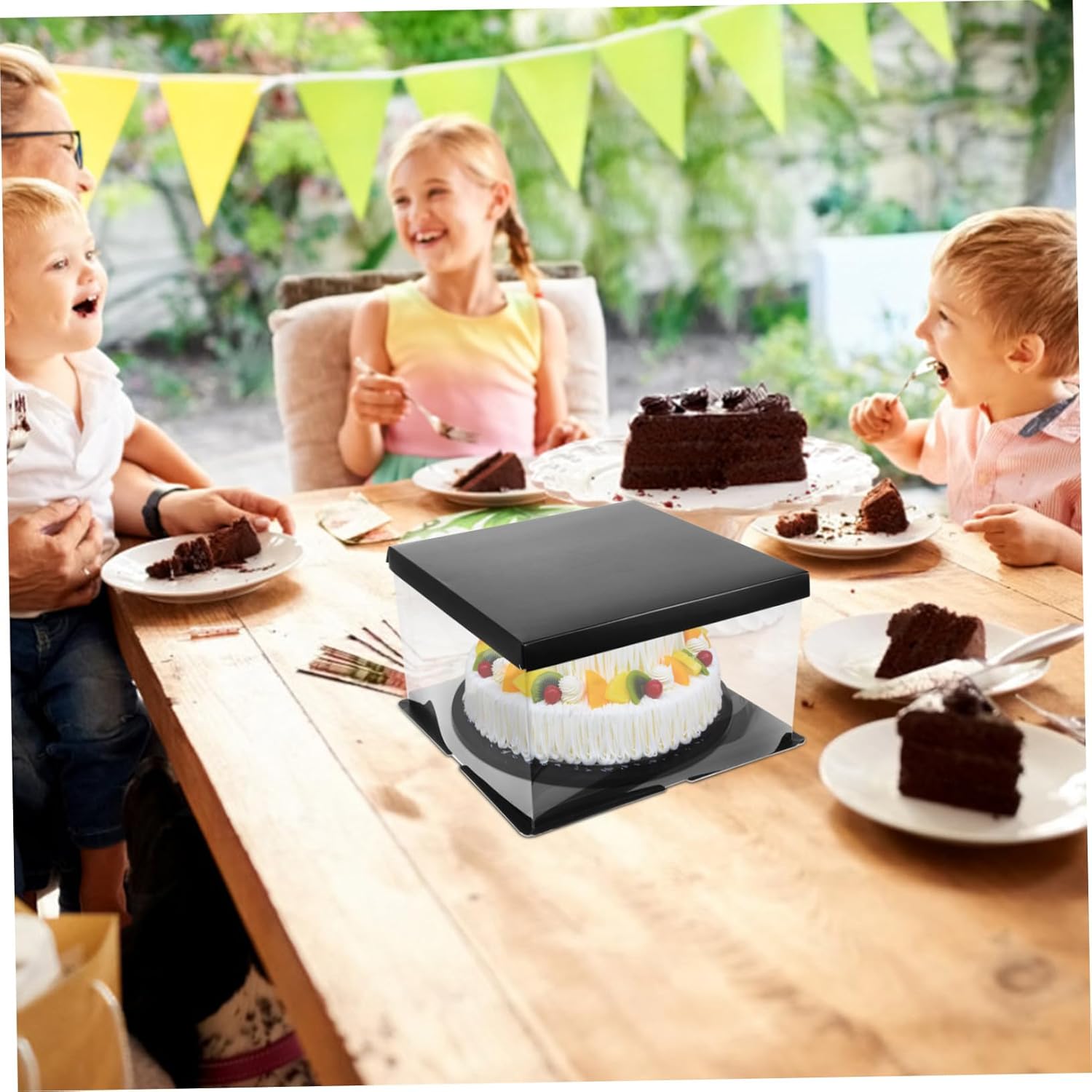 BESPORTBLE 4Pcs Clear Square Cake Boxes Portable Birthday Bakery Packaging Containers Food-safe Lightweight Dessert Carriers for Party Wedding Display