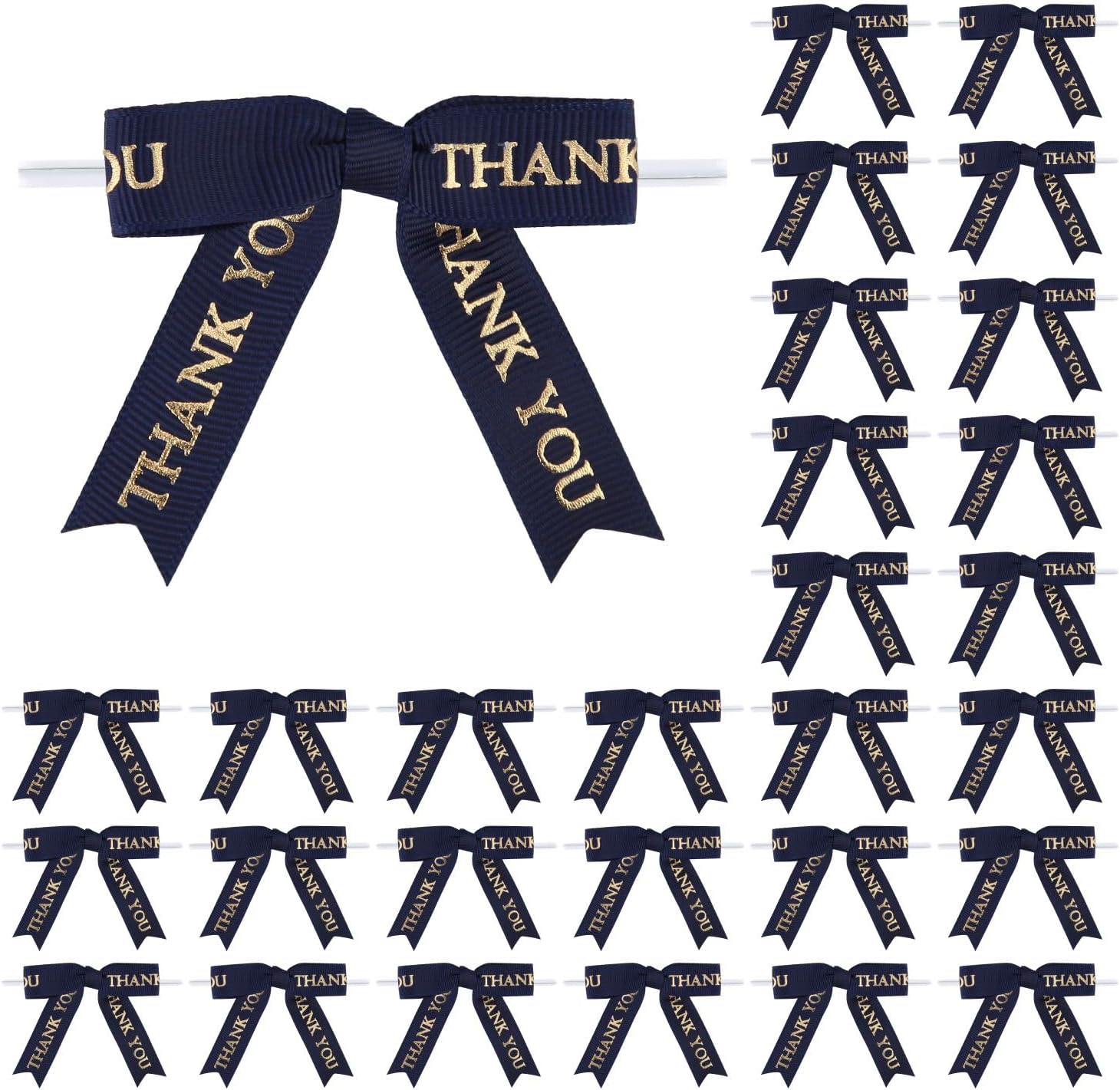Meseey 30 Pcs Thank You Gold Printed Ribbon Bows 2.5 Inch Twist Tie Crafts Small Bows for Gift Wrapping, Baby Shower,Wedding, Party Favors, Cake Pops,Treat Bags (Violet, 2.5") image 5