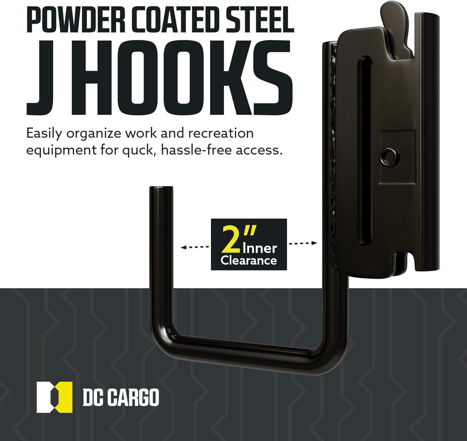DC Cargo - E Track J Hooks (2" - 8 Pack) - Vertical E Track Accessories - Hanging Hooks for Your ETrack Rail System - Use in Enclosed Trailers, Box Trucks, Vans, Garage, Workshop & Warehouse