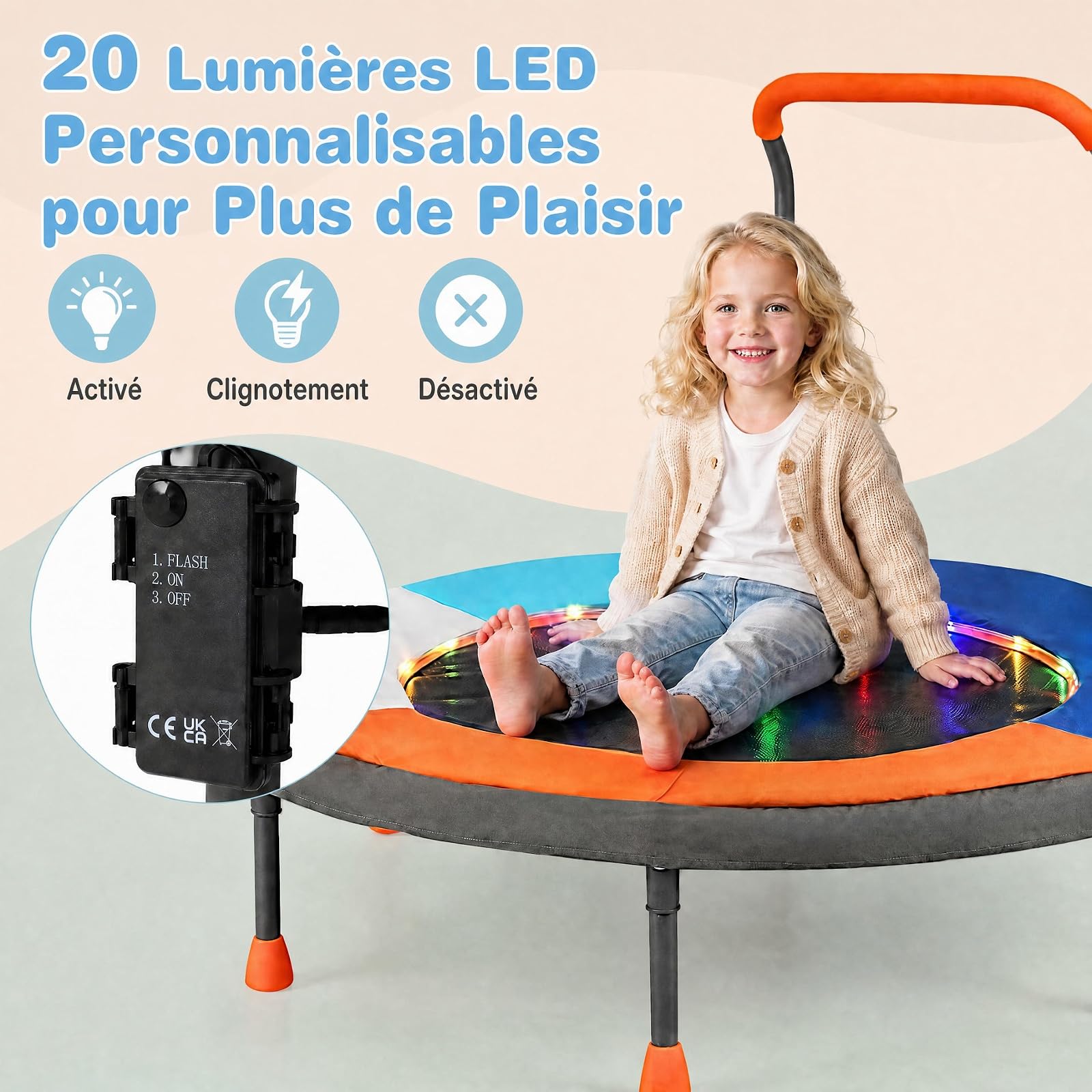 GOPLUS Trampoline Intérieur Enfant Ø90CM,Mini Trampoline Enfant