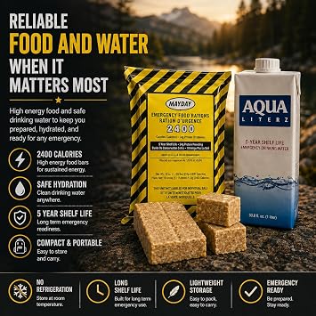 Sustain Supply 70492, 4-Person Emergency Comfort Kit 72-Hour Survival Backpack w/Long-Shelf Food & Water, First Aid, Lighting, Tools & Emergency Supplies for Disaster Preparedness