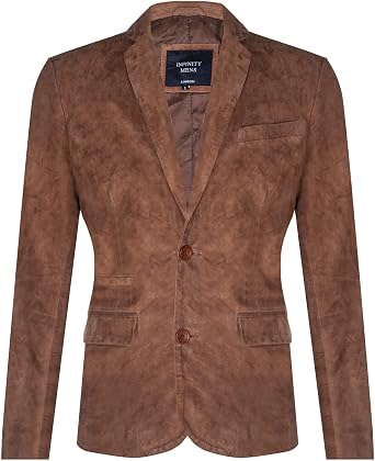 Mens Black Suede Blazer Jacket Soft Real Italian Leather Fitted Vintage Coat