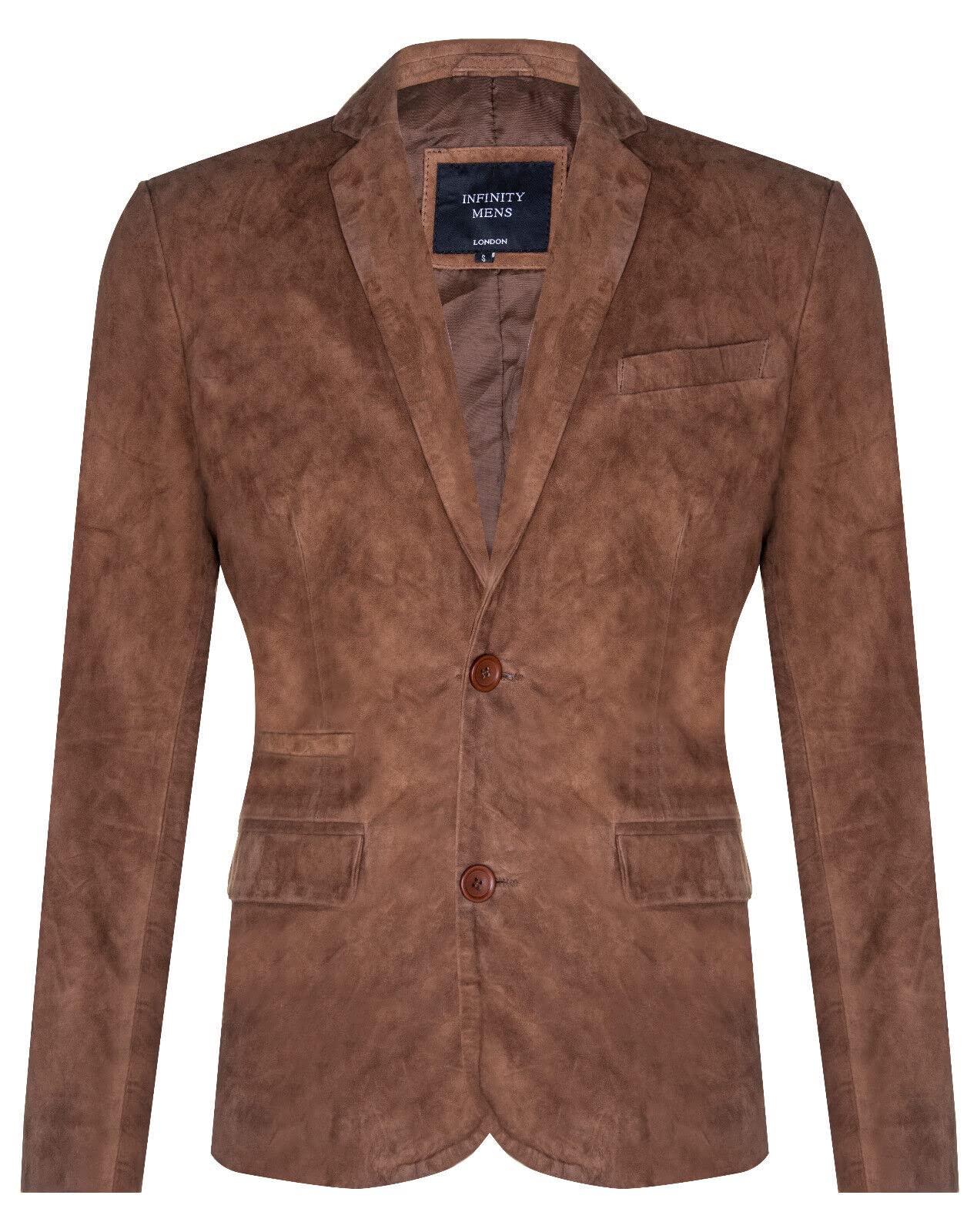 Infinity Leather Men's Tan Suede Blazer Jacket Soft Real Italian Leather Fitted Vintage Coat L