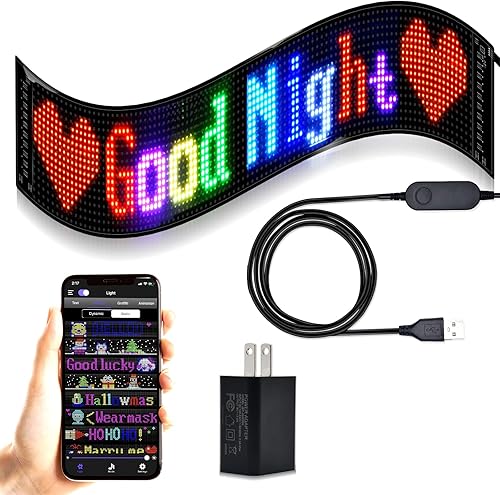 Miniatura 8 de GOTUS Señal LED programable,Signos digitales flexibles de desplazamiento,Señal de coche LED,Control por Bluetooth APP Control,Texto de diseño DIY,