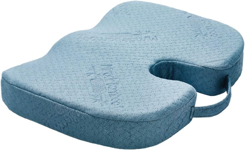 Comfort Seat Cushion – Everlasting Office Chair Pillow with Orthopaedic Design and Portable Handle, 17.5 x 4.2 Inch, Grey
