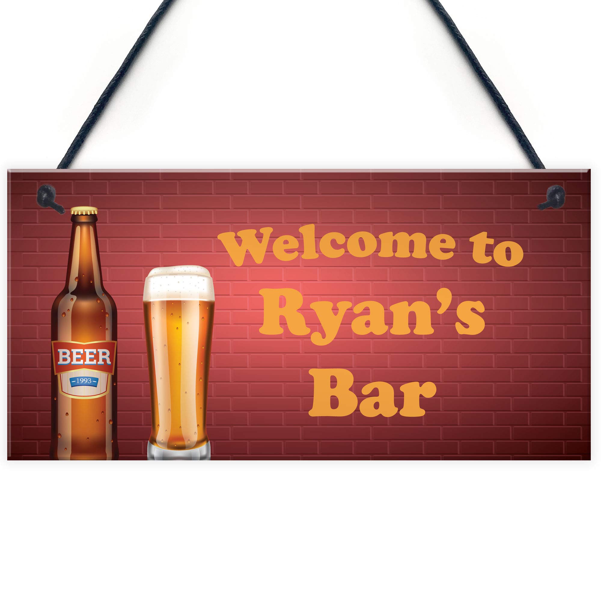 Neon Effect WELCOME Bar Sign PERSONALISED Home Bar Man Cave Sign Gift