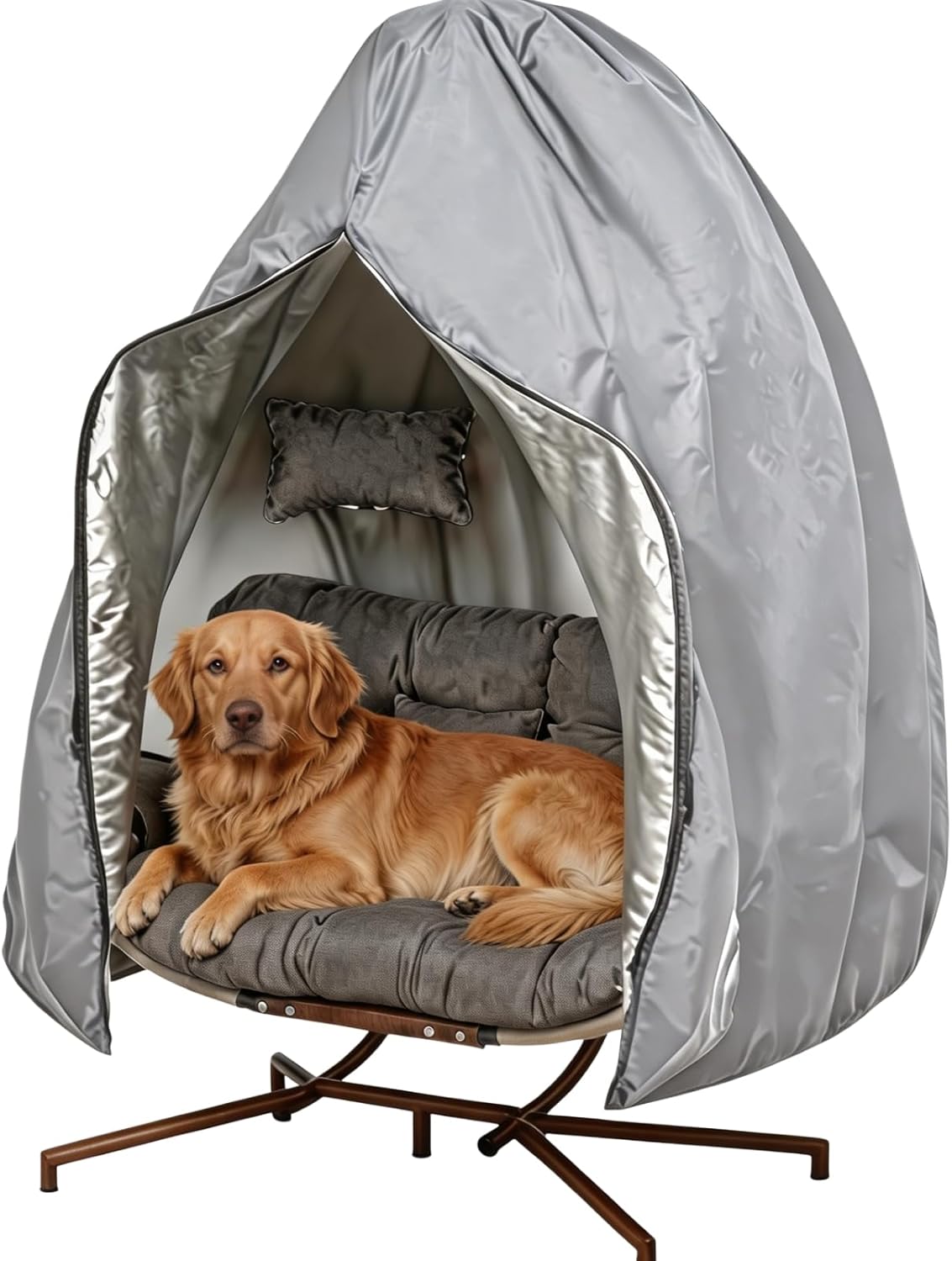 91x80 Inch Double Egg Chair Cover, 420D Oxford Waterproof Patio Hanging Swing Chair Cover for Outdoor Wicker, Beige