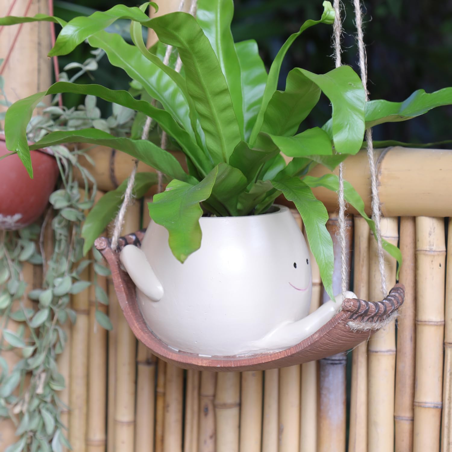 Pot De Fleurs Suspendu Tête Souriante - Grand Modèle Résine Pour Chaîne De Perles - Intérieur Extérieur
