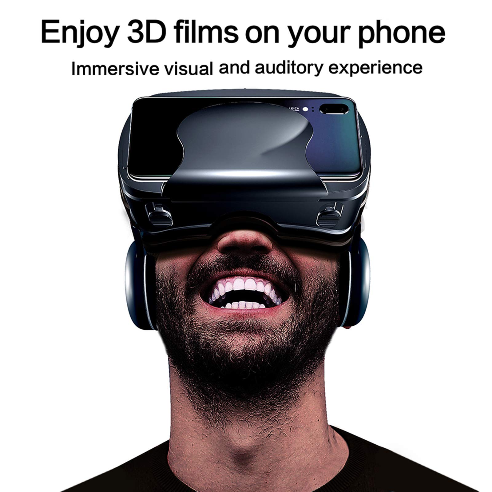 3D VR Gafas de Realidad Virtual, Gafas VR de Realidad Virtual, Auriculares Incorporados, 120 Grados FOV Botón, VR Glasses para Los Móviles de Pantalla 5.0-7.0 Pulgadas