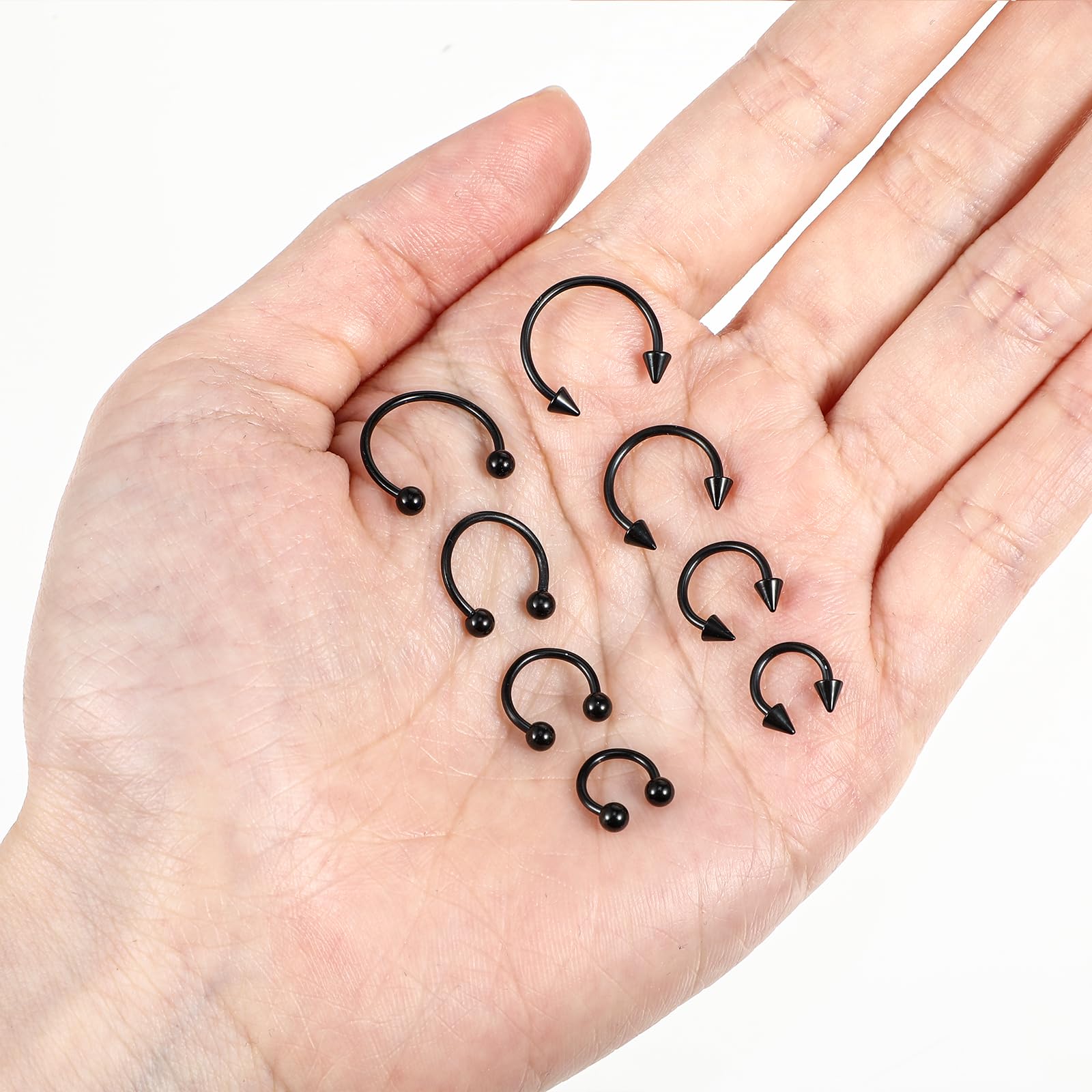 8 szt. 16 g pierścienie do nosa ze stali nierdzewnej na zawiasach bezszwowy kolczyk do nosa podkowy piercing biżuteria, muszla helix wieża warga chrząstka kolczyk dla kobiet mężczyzn