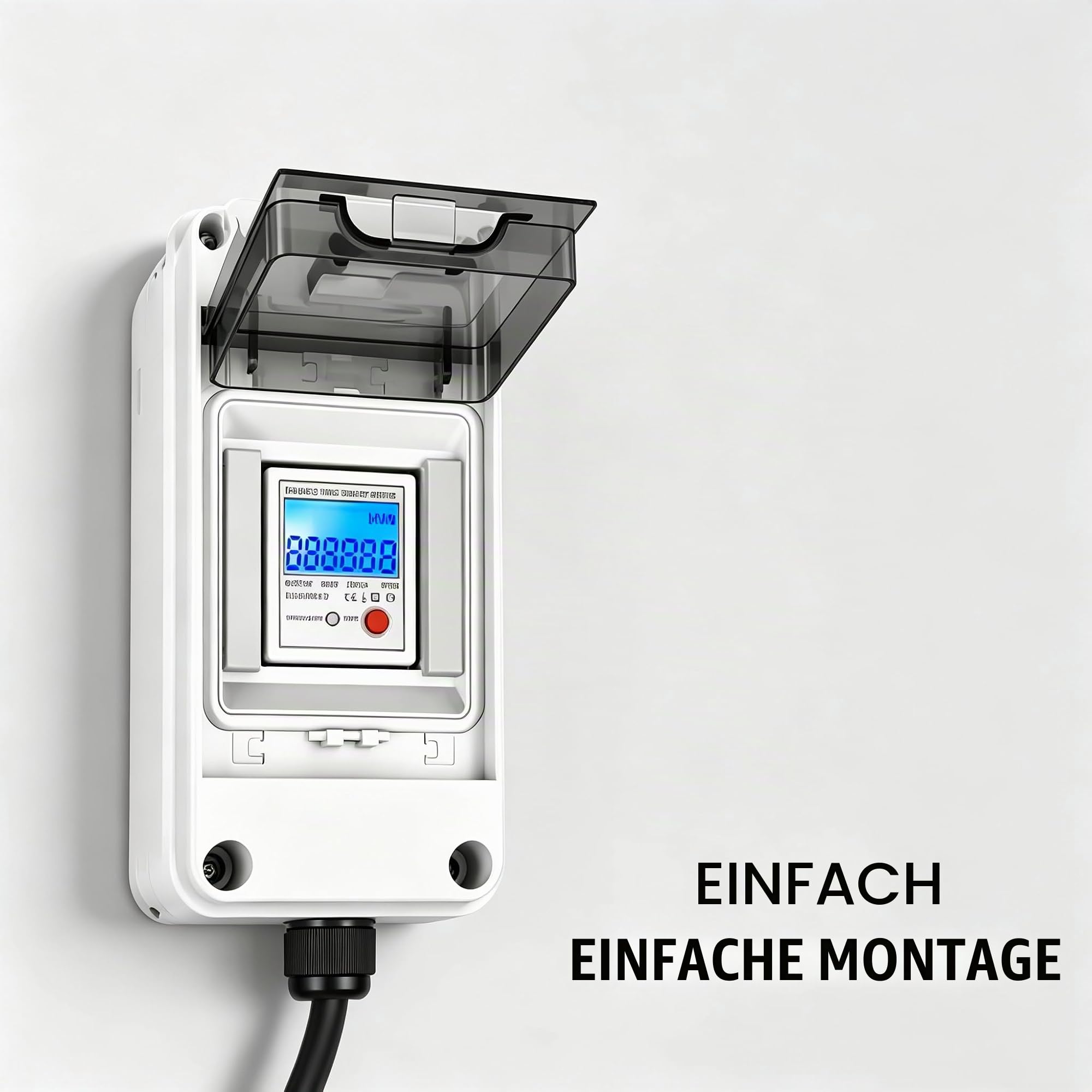Mobiler Digitaler Stromzähler 230V mit Reset-Taste und IP65 Wasserdicht Stromzähler Steckdose für Wohnmobile, Elektrofahrzeuge und Haushalte, 1m Kabel