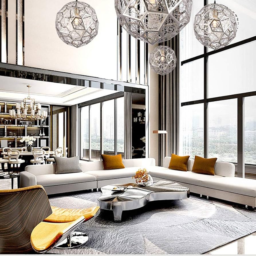 北欧 クリエイティブ 人格 ステンレススチール ダイヤモンドボール シャンデリア,E27 シングルヘッド シャンデリア-クロム色 25cm