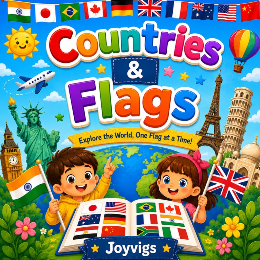 Countries & Flags: A Fun and Colorful Journey Around the World for Kids Ages 4–8