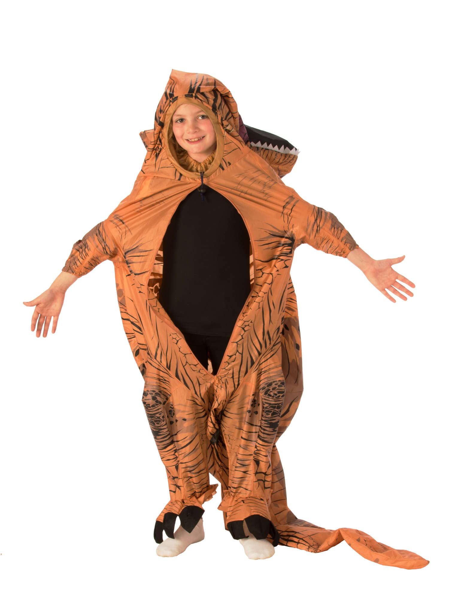 Rubies Disfraz T-Rex Hinchable para niños y niñas, Traje inflable, Talla única infantil, Oficial Jurassic World para Navidad, Carnaval, Halloween, Cumpleaños