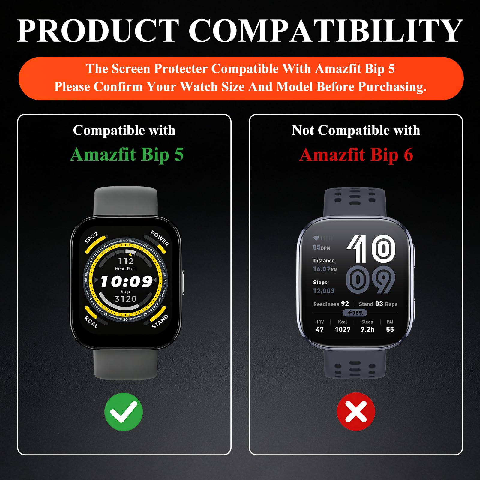 Displayschutzfolie für Amazfit Bip 5, gebogen, weich, 3 Stück