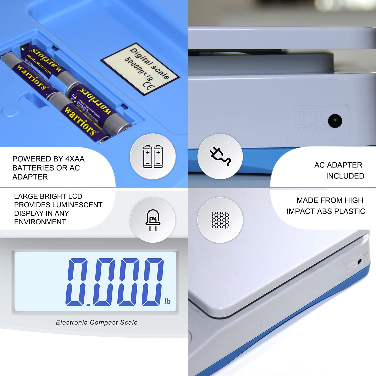 Bilancia postale digitale 0,01G-30 kg, facile da usare per bilance da ufficio e officina, peso 803, colore: bianco