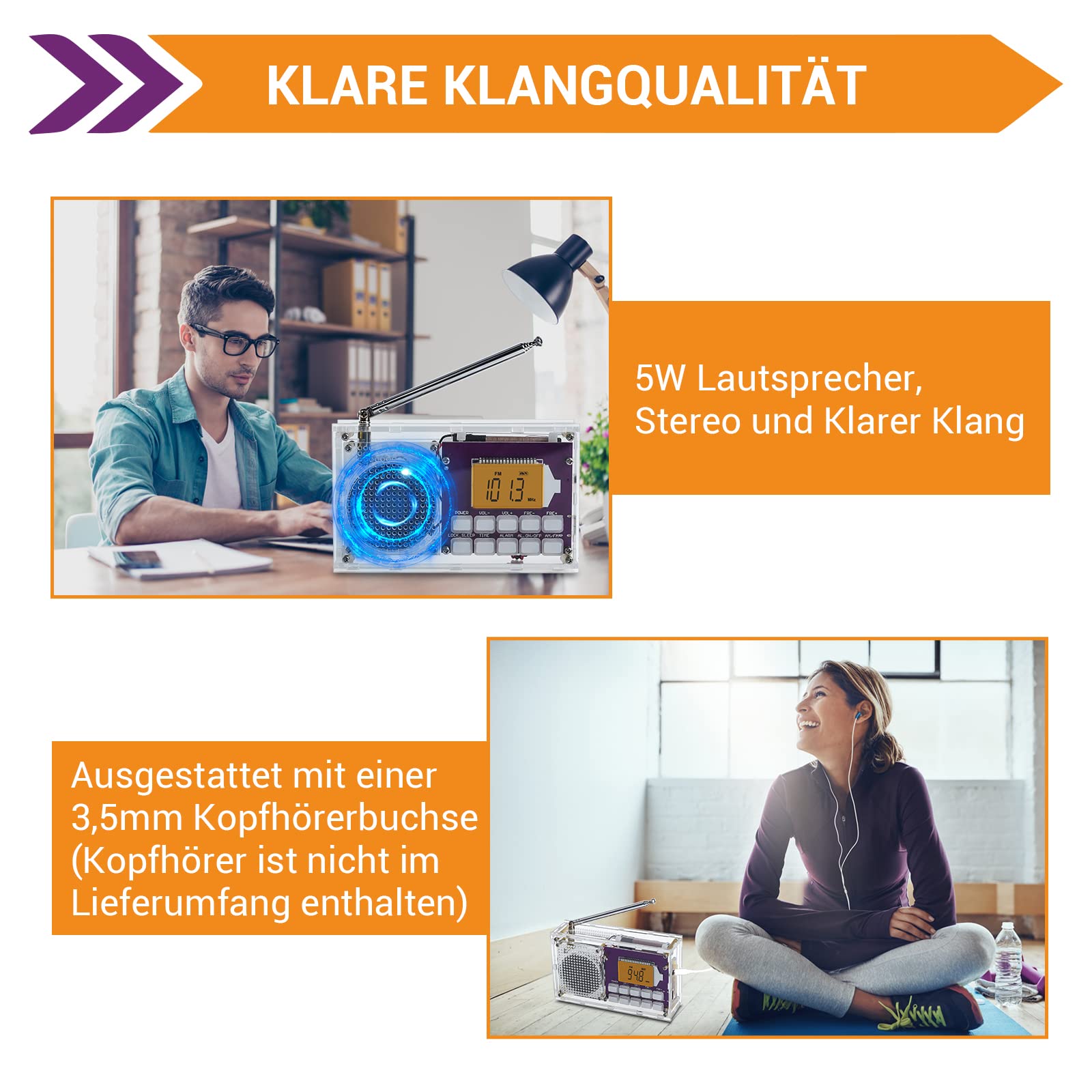 DONGKER Kit de construcción de radio FM inalámbrico con reloj y función de memoria – perfecto para proyectos de soldadura, electrónica DIY y estudiantes