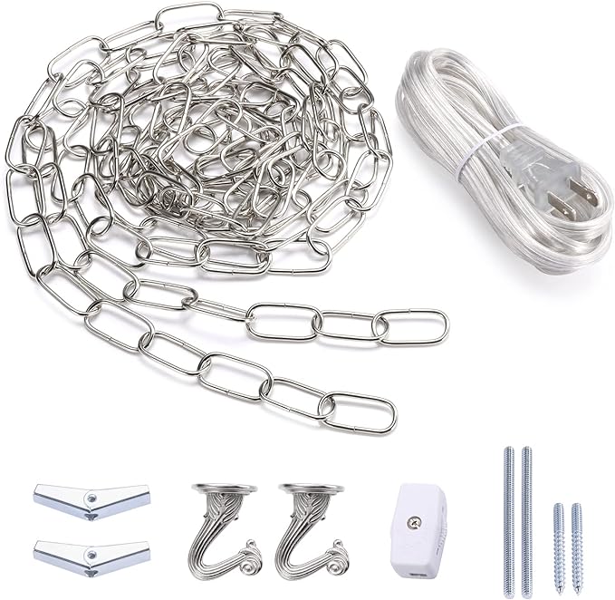 Canomo Swag Light Kit with 12 Feet Chandelier Chain and 15