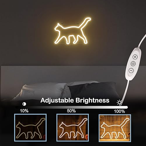 Miniatura 3 de Letrero de neón de gato, lámpara de gato, decoración de pared regulable para fiesta de cumpleaños para el hogar, patio, jardín, bares, restaurantes,