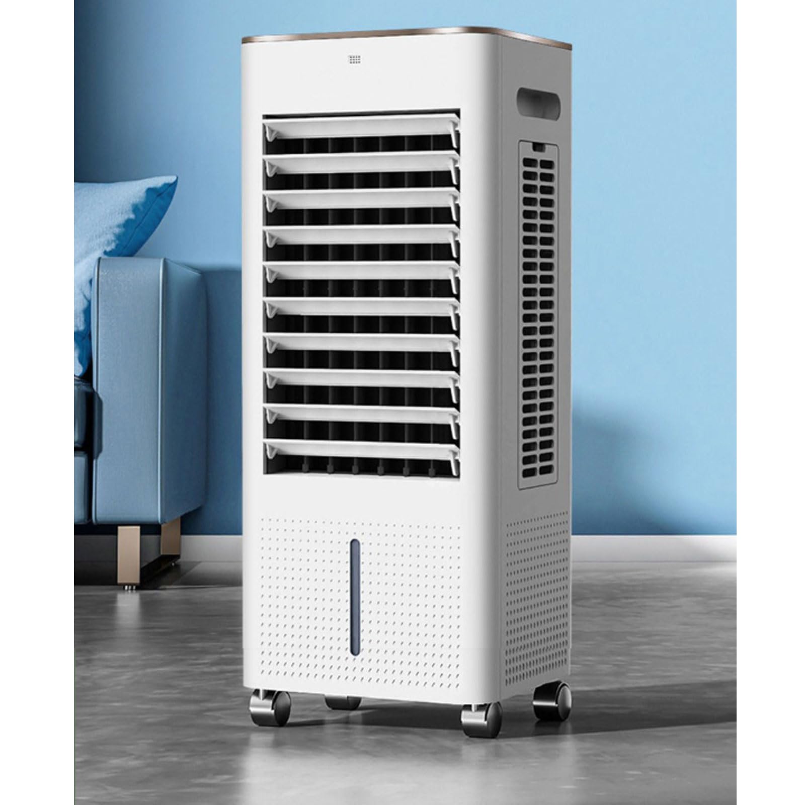 WJIANBIN Small Air Conditioner Fan, Household Portable Air Cooler 3 Speeds Cooler Wide Angle Air Supply Upper and Lower Water Tank 360 ° Wheels for Home Office