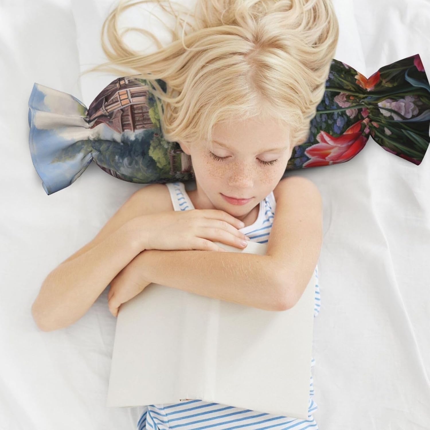 Tulip Garden Print Candy Cylindrical Comfortable Pillow Throw Pillows Home Decor Easy Maintenance