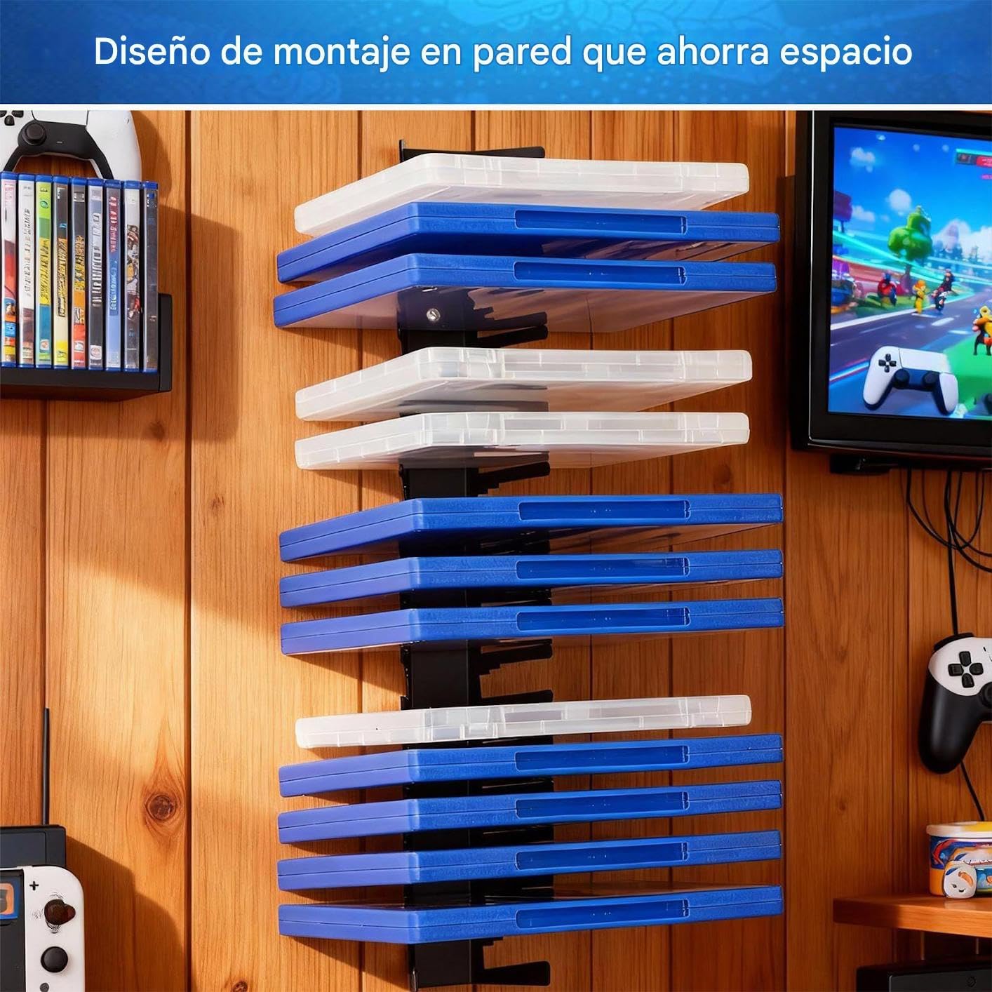 Estantería Para Videojuegos Juego de 2 Organizadores de Pared Metálicos