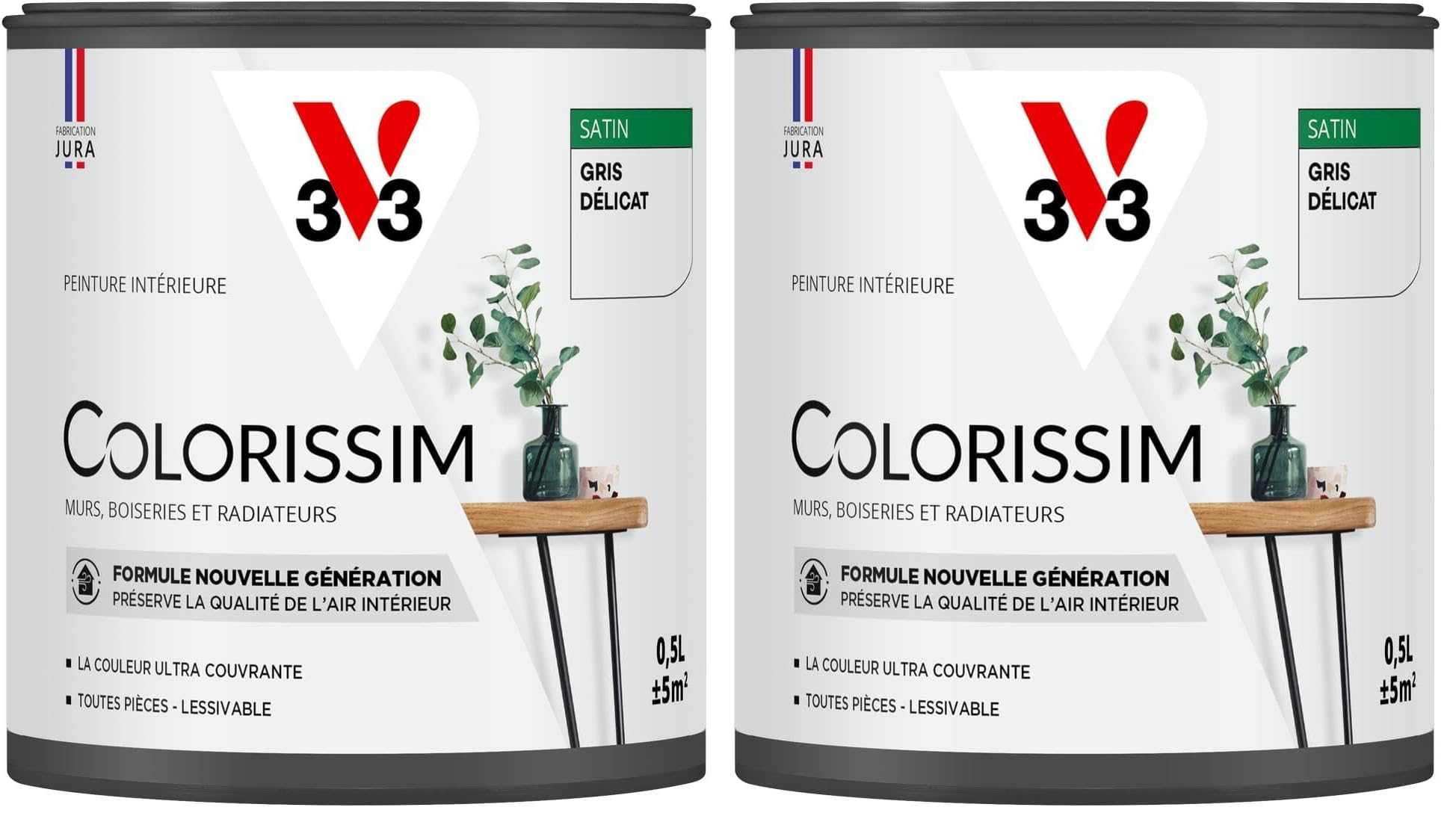 Peinture V33 Colorissim gris délicat satin rénovation bois métal 0,5L