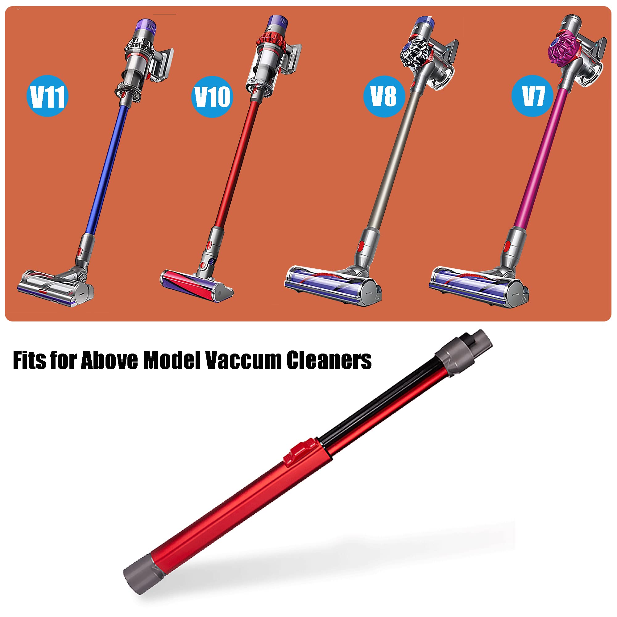 Italdos Tubo Telescopico Asta Prolunga in Alluminio per Dyson V11 V10 V8 V7 Bacchetta Allungabile Asta Estensione - Rosso
