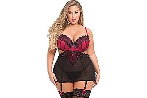 Boudoir Lingerie for Women: Lingerie Boudoir Belle Satin & Black Chemise and G-String Set