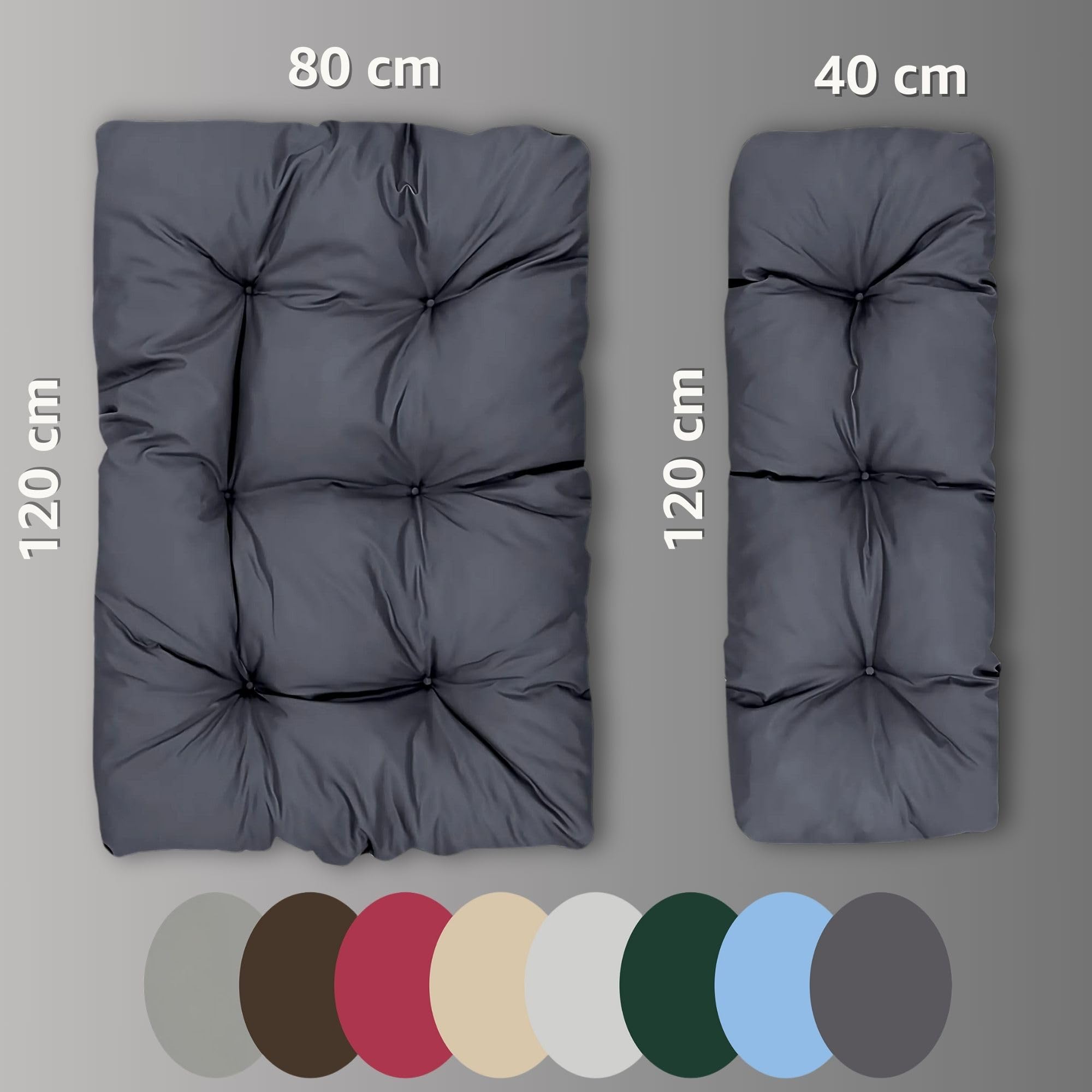 Amazinggirl Cojines para palets Exterior Set 120x40 cm + 120x80 cm - Cojín por Palet o Cojin jardín por Banco terraza balcón y Patio Almohada para Asiento en Jardin Burdeos