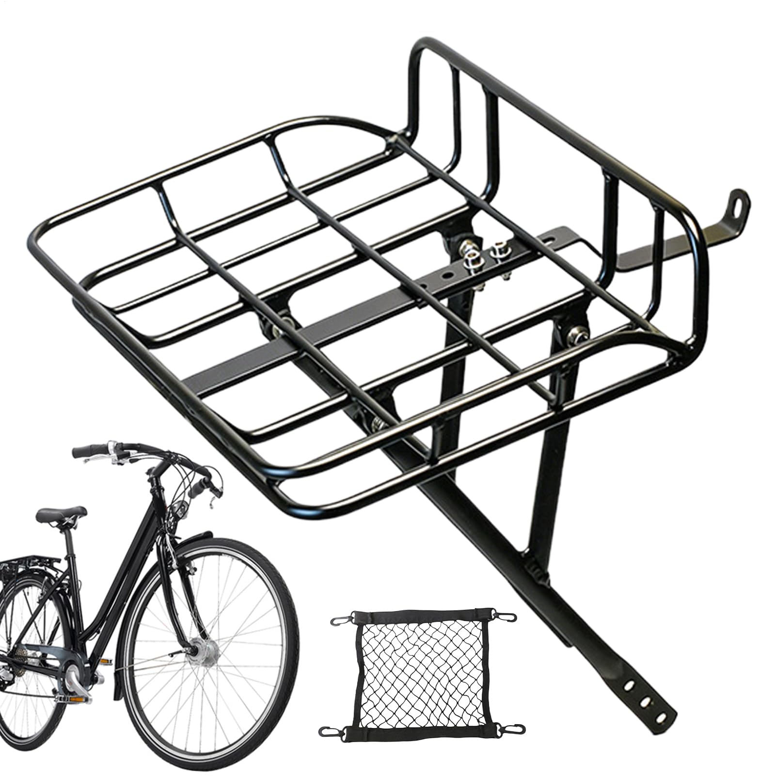 Cestino portabiciclette – in metallo di grande capacità, sgancio rapido, montaggio frontale staccabile, cestino per bici da strada, mountain bike, pendolarismo, borsa della spesa, basket, calcio