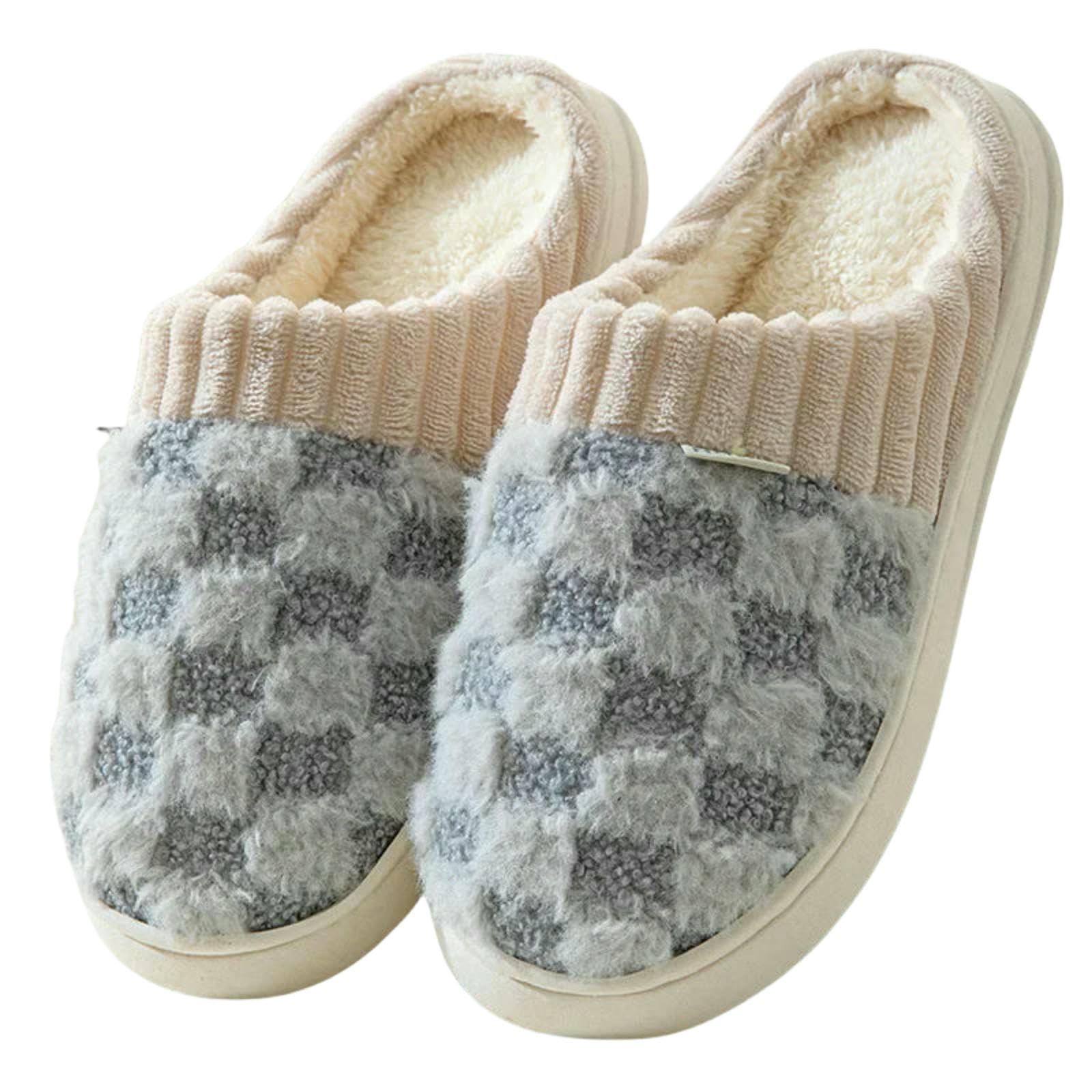 Pantofole di Cotone Coppia Inverno Toe Avvolgere Caldo Plaid Spessore Soffice Suola Scivoli Uomini Donne al Coperto Pavimento Piatto Casa Scarpe Antiscivolo-verde-36-37