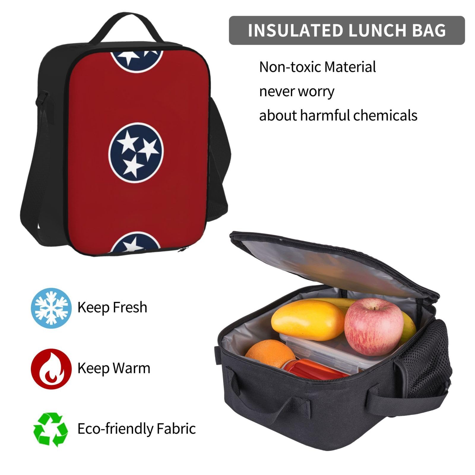 Tennessee flaga stanu plecak dziecko chłopcy dziewczęta pudełko na lunch szkoła torba zestaw uczniów szkoły student prezent, Czarny, One Size, Bagaż