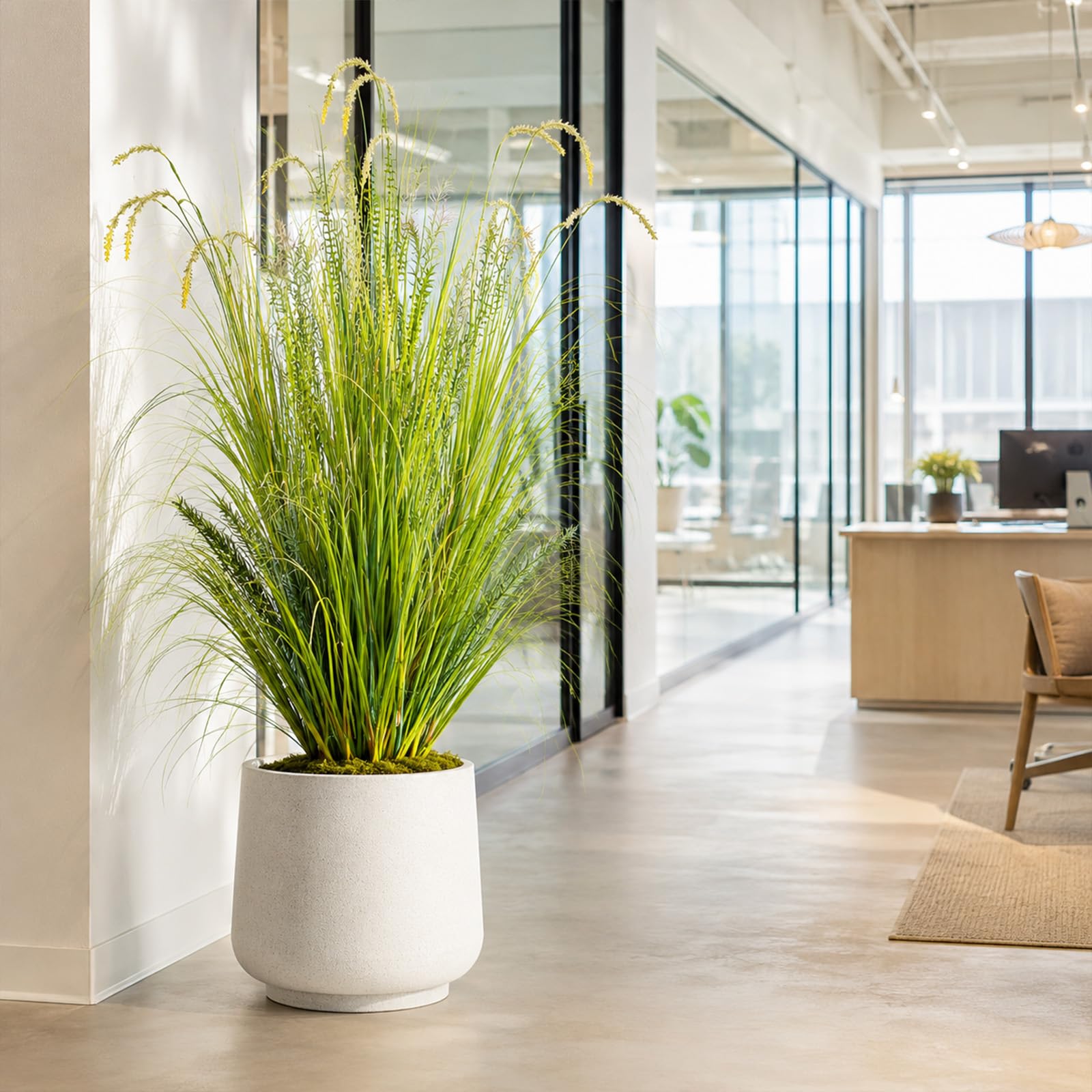 145cm Kunstschilf-kunstpflanzen groß, kunstpflanzen wie echt, Kunstpflanzen für drinnen und draußen geeignet- Einzugsgeschenk ideal zur Dekoration von Wohnzimmer, Büro und Schlafzimmer