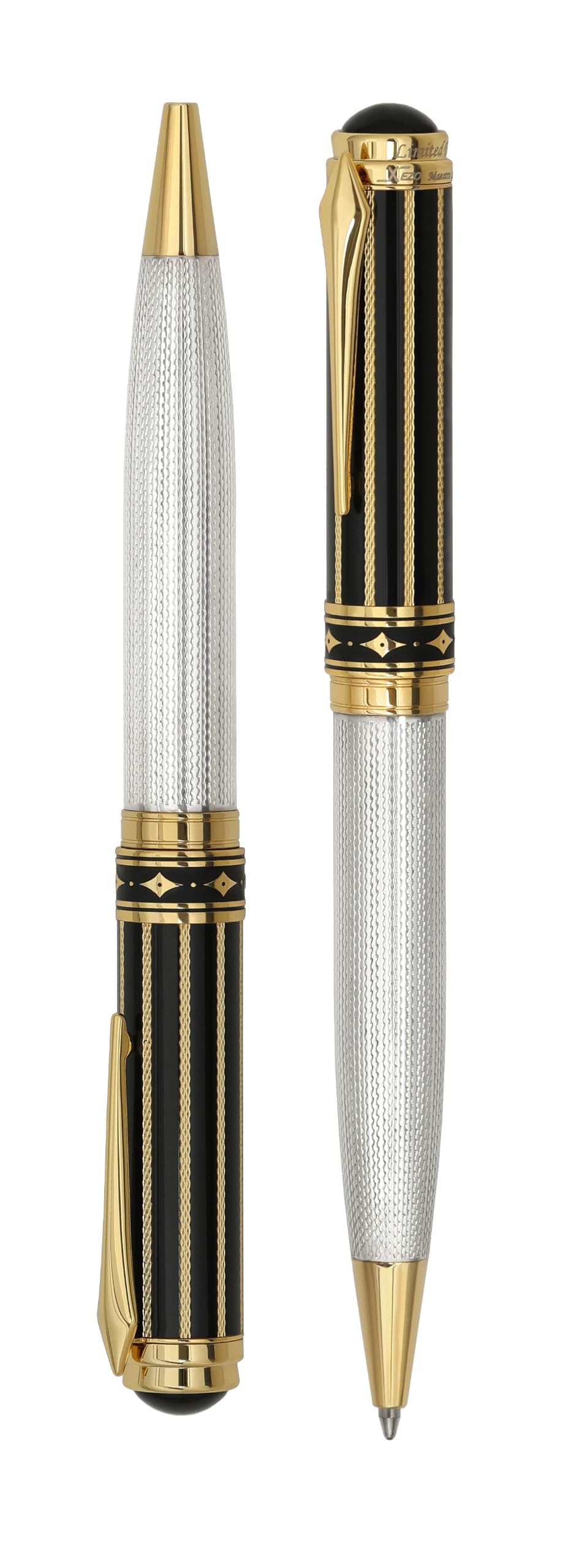 Xezo Maestro Streamliner | Argent sterling 925, Gravure guillochée | Stylo à bille moyen | Édition limitée à 150 exemplaires | Numéroté. Fait main