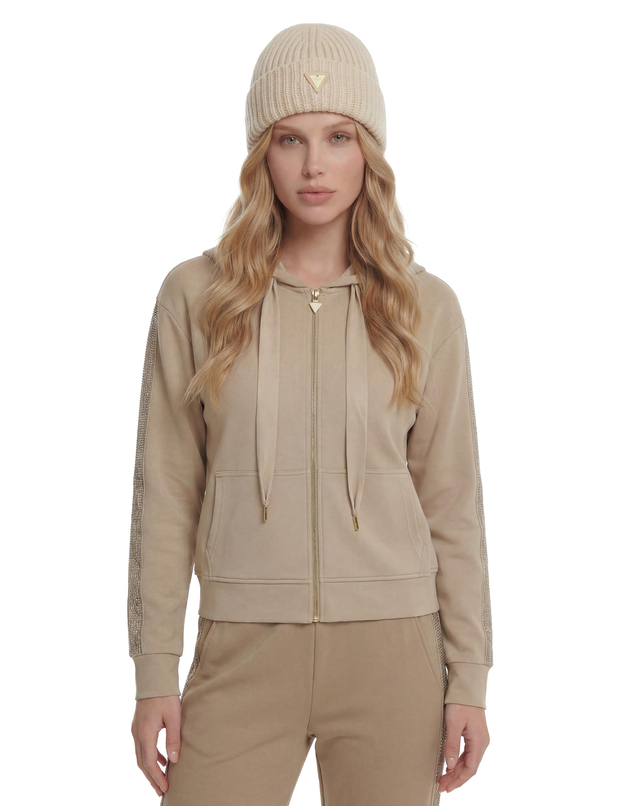 Guess Donna Felpa Full Zip Hooded Victoire Scuba Zipp