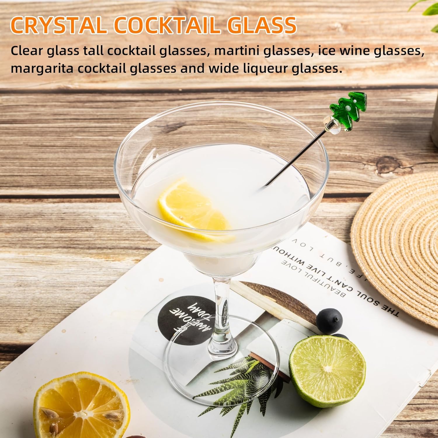 Margarita Glasses Set - Crystal Cocktail Glasses -9