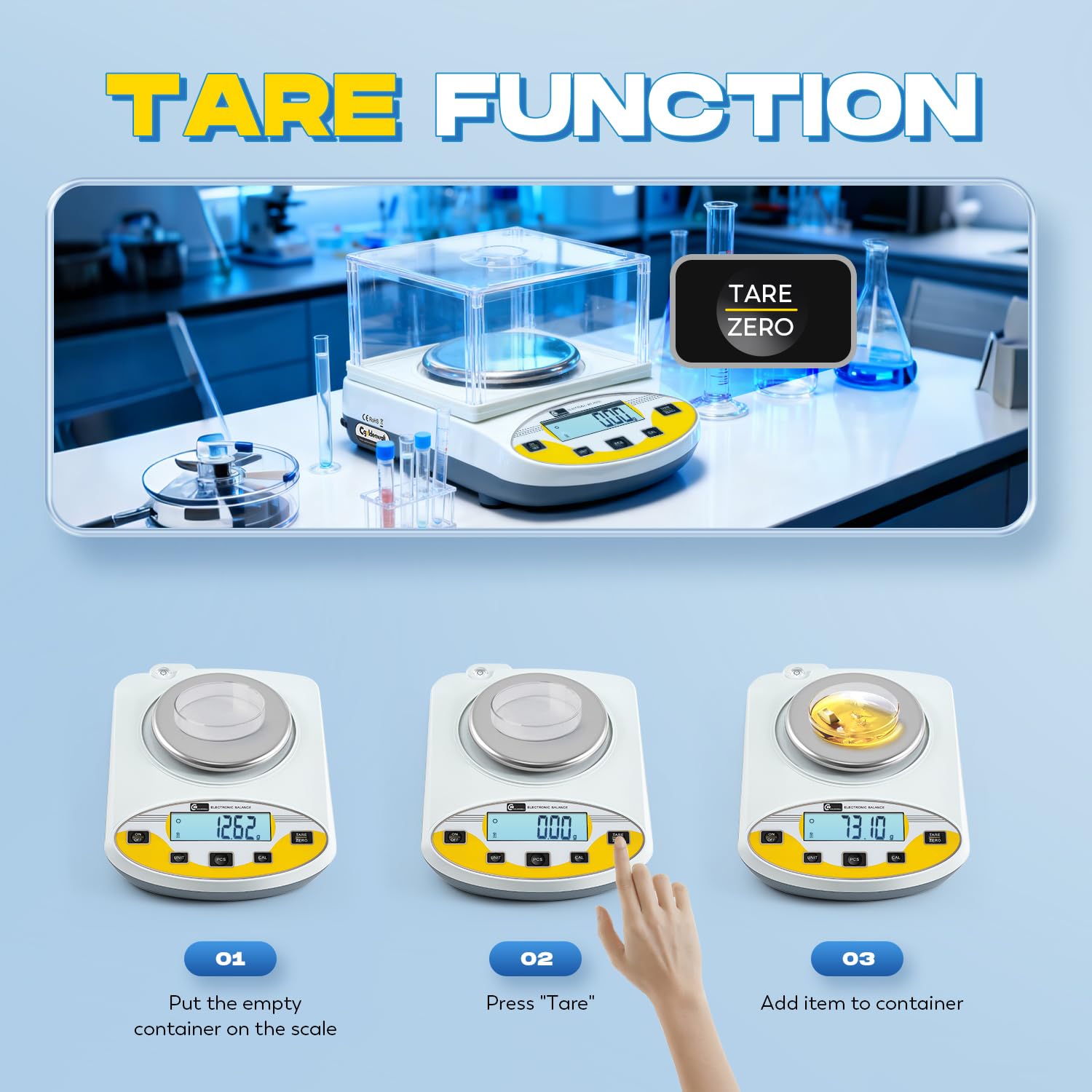 CGOLDENWALL Laborwaage durch Präzise Kalibrierung mit 3000g, 0.01g Genauigkeit Digitale Analytische Elektronische Präzisionswaagefür Küche&Schmuck&Industrie Waage mit Peeling&Gedächtnis&Fehleranzeige