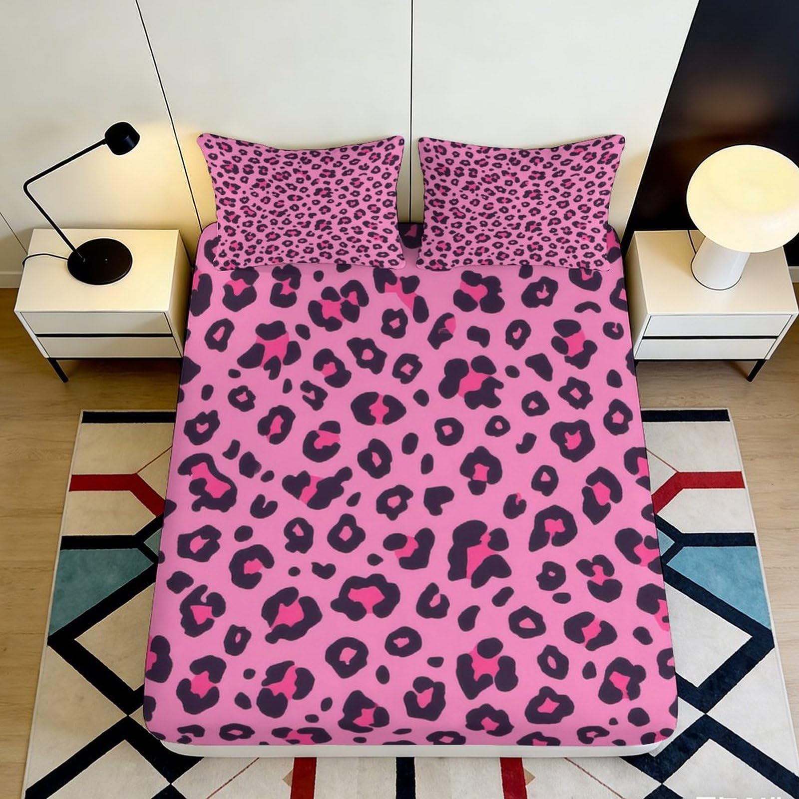 3D Printed Leopard Fitted Sheet Microfiber Deep Pocket Elastic Hem Leopard Mattress Fitted Cover Bedroom Bedding Protection 118 90x200x25cm